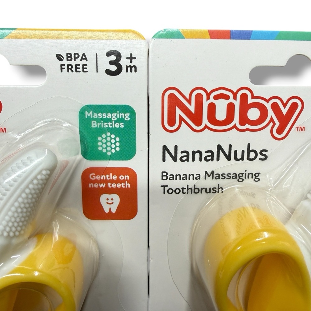 2 Pk Nuby NanaNubs Banana Gum Massaging Teether Baby Teething Toy 3 Months & Up - Picture 2 of 7